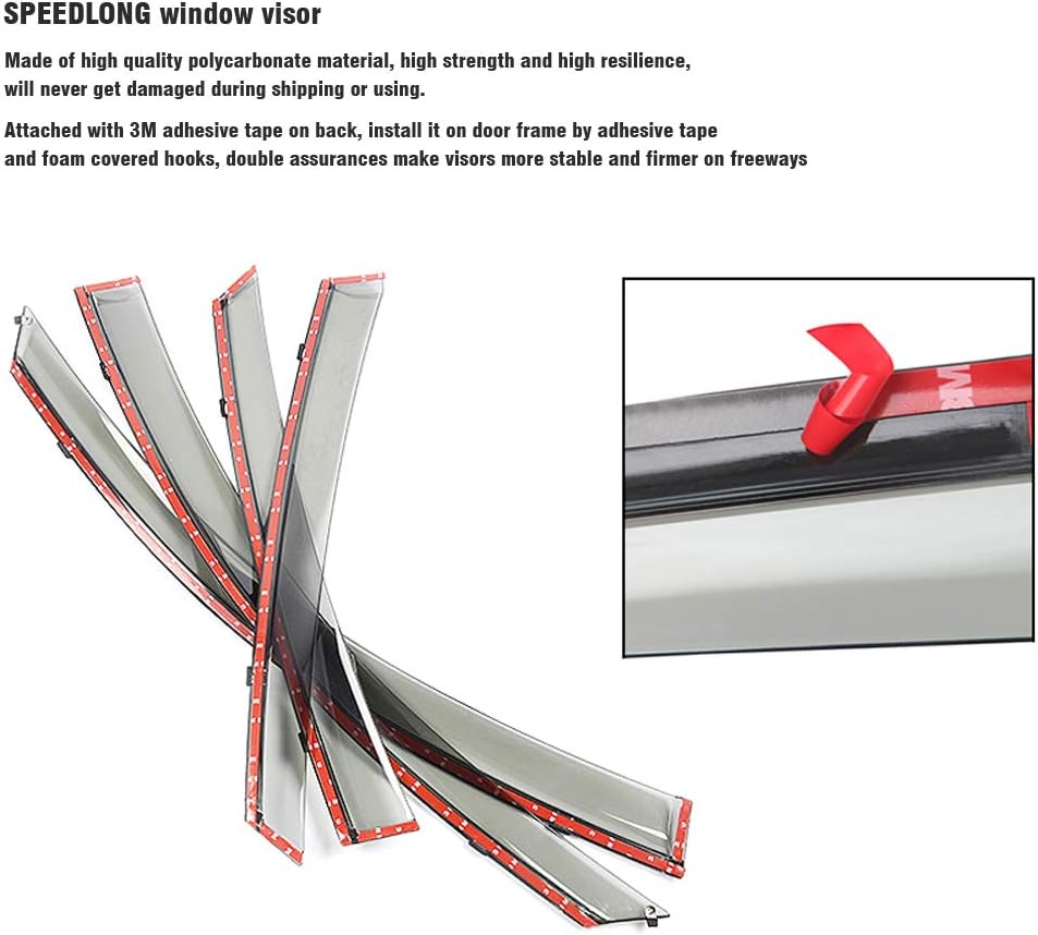 Car Window Visor Vent Shade Deflector Sun Rain Guards H75187