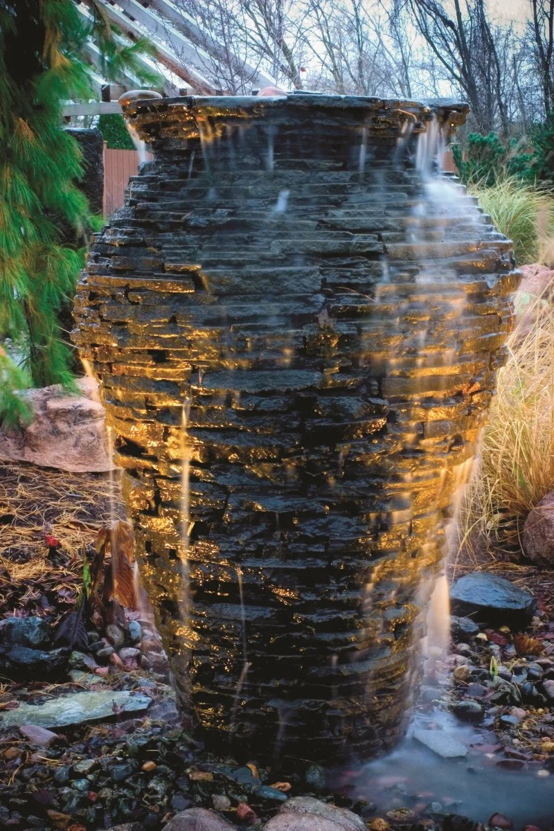 Medium Stacked Slate Urn Landscape Fountain Kit I248