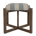 Blue and White Striped Square Ottoman K476797