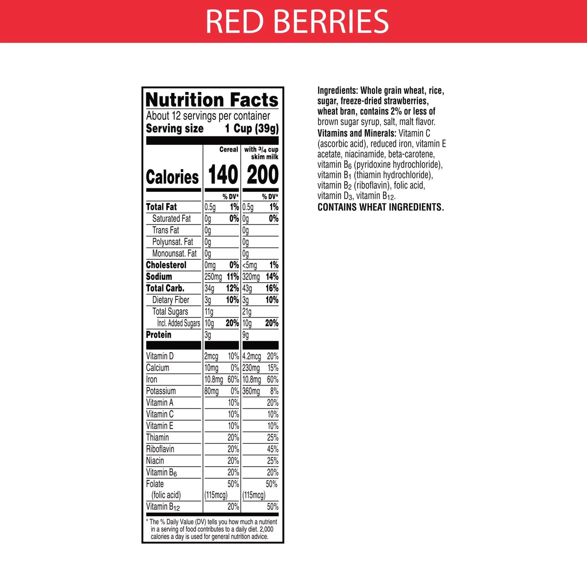 Red Berries Cold Breakfast Cereal (Pack of 24) Y662
