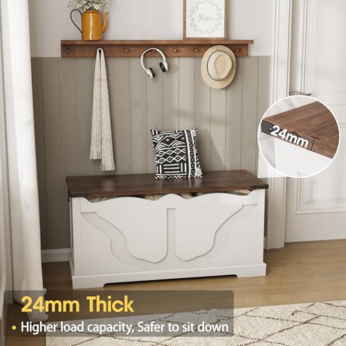 White 39.4'' Storage Chest with 2 Safety Hinges W344