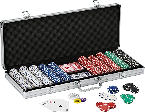 500 Striped Claytec Poker Chip Set with Aluminum Case Q4874
