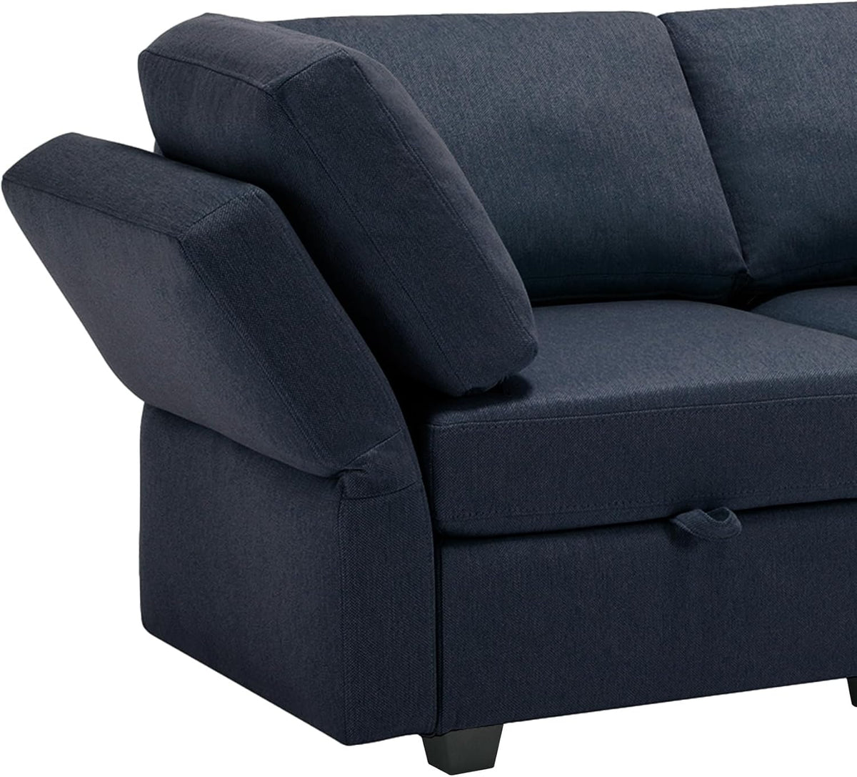 Blue 2 Seater Sectional Sofa with Ottoman and Storage Q8955
