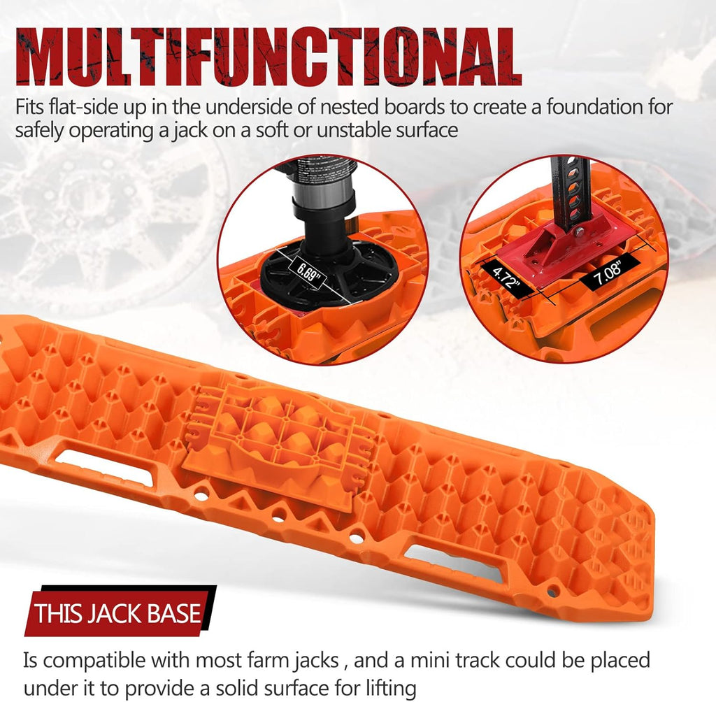 Orange 2 Pcs Off-Road Traction Boards with Carry Bag E192