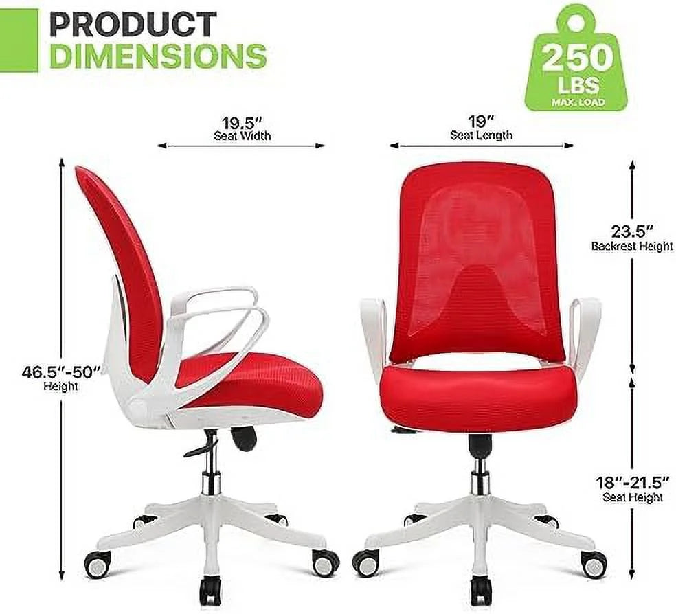 Red Mid-Back Mesh Ergonomic Office Chair L771492