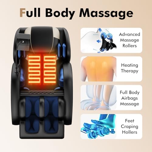Black Full Body Zero Gravity SL-Track Shiatsu Massage Recliner Chair F243701