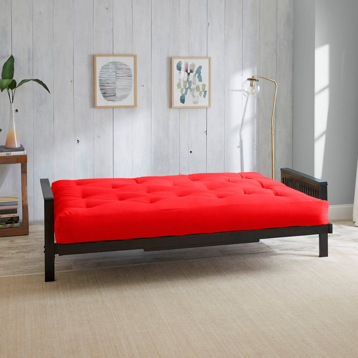 Red Cotton Queen 6-Inch Futon Mattress V8803