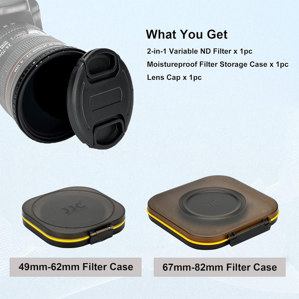 2-in-1 49mm Variable ND Filter & CPL Polarizer Filter, ND2-ND32, with Storage Case and Lens Cap V331116