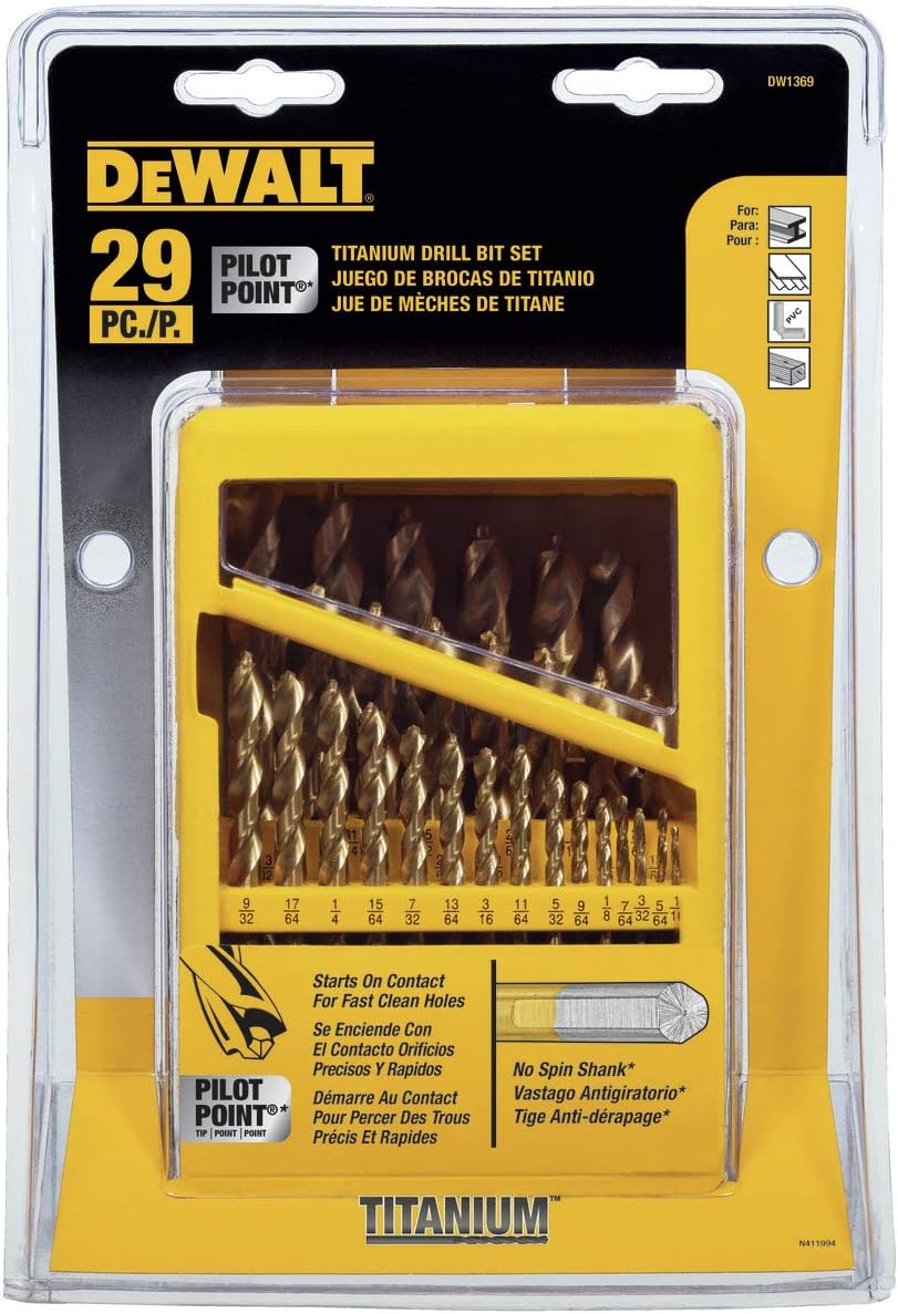 29-Piece Titanium Drill Bit Set with Pilot Point L5389