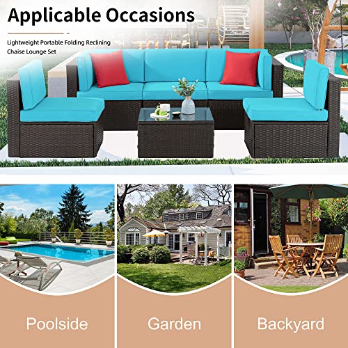 6 Pieces All-Weather PE Rattan Patio Sofa Set with Glass Table V2499