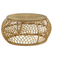 Rattan Round Glass Top Coffee Table L8785