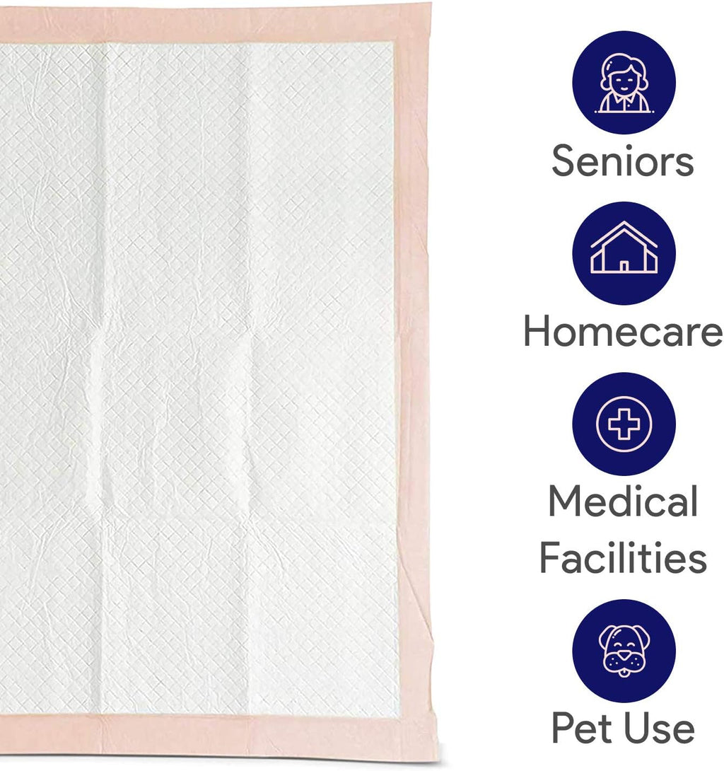 Disposable Chucks Underpads 100 Count, 30 x 36, Peach Color, Pack of 2 P516477