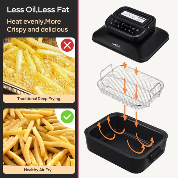 7-in-1 Indoor Grill with Non-Stick Plate and Air Fryer Basket Q113650
