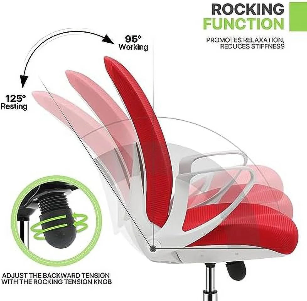 Red Mid-Back Mesh Ergonomic Office Chair L771492
