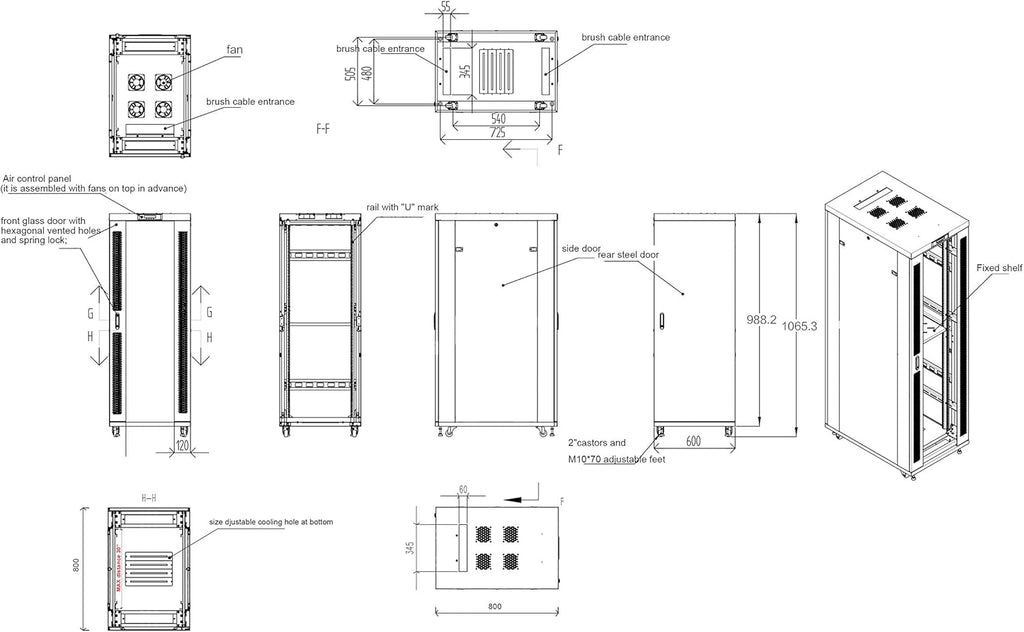 18U 32 Inch Deep Server Rack Cabinet on Casters Y887