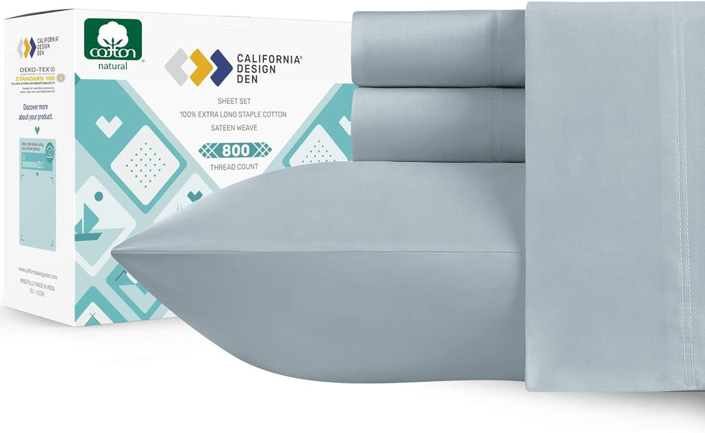 Split King 5Pc Cotton Sheet Set with 2 Twin-XL Fitted Sheets O972