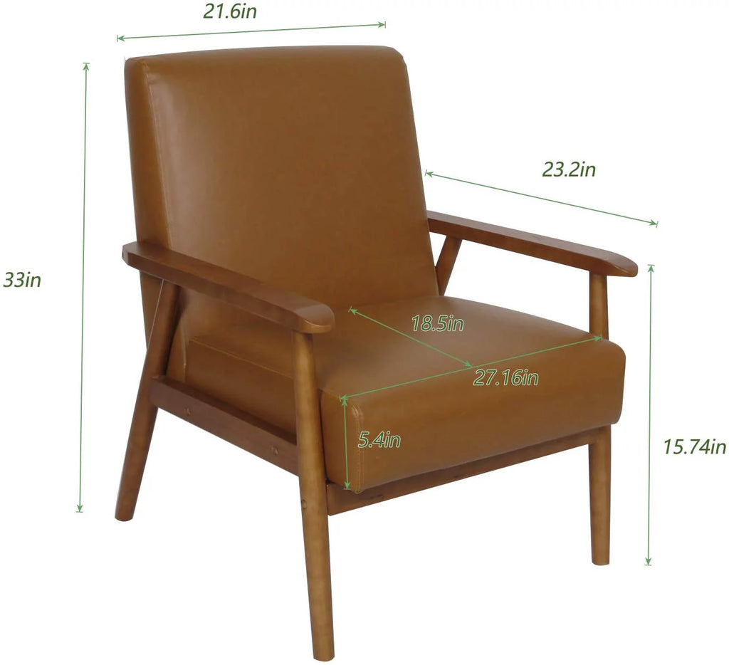 Brown Mid-Century Accent Chair with Armrests N283