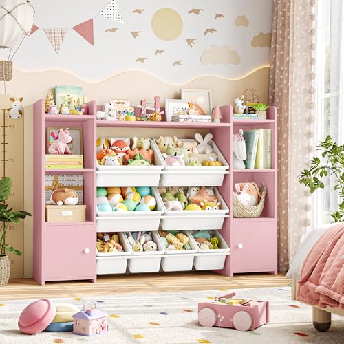 Pink 8 Toy Bins Storage Organizer with Shelf F1255