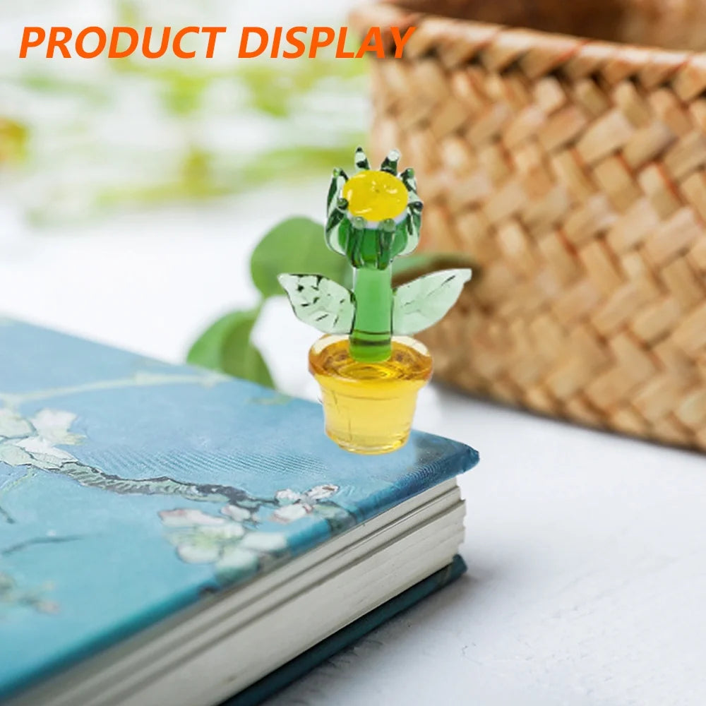 Handmade Blown Glass Cactus Figurines Desk Decorations X7983