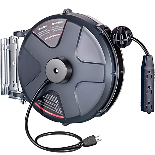 50 FT 14AWG/3C SJTOW Power Cord Reel with Lighted Triple Tap Outlet K499482