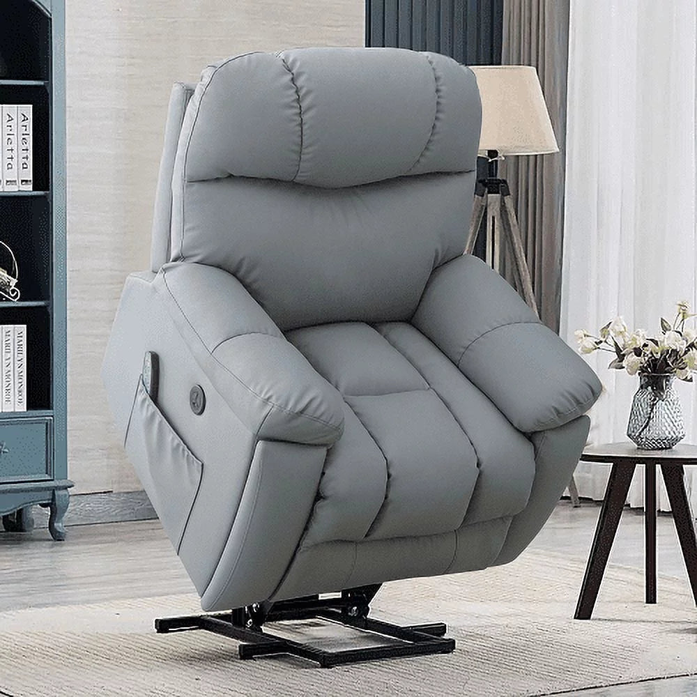 Grey Power Lift Recliner Chair with Massage and Heat R386704