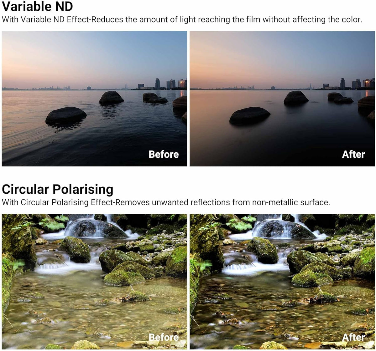2-in-1 49mm Variable ND Filter & CPL Polarizer Filter, ND2-ND32, with Storage Case and Lens Cap V331116