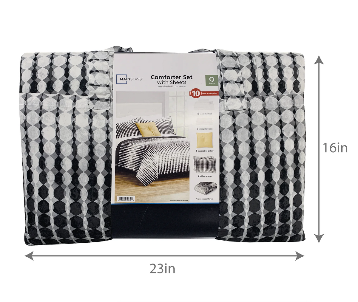 Rich Black Floral 10 Piece Queen Comforter Set with Sheets J86735