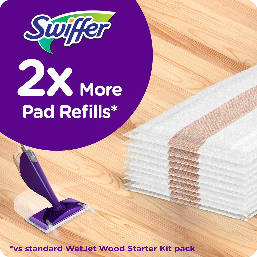 Wood Floor Mopping Starter Kit with Mop, 10 Pads, Solution, Batteries F389