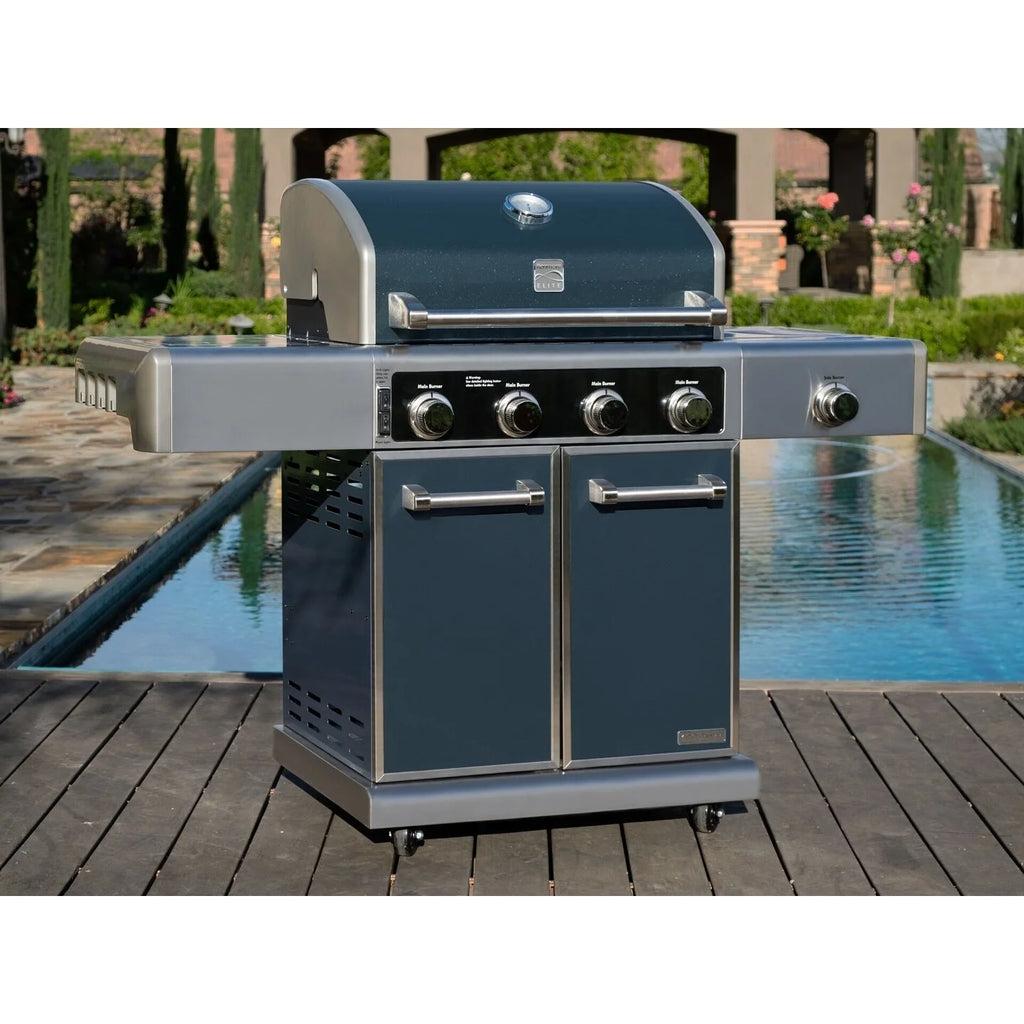 4 Burners Gas Grill with Side Burner, 64,000-BTU, Gunmetal P63195