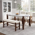 4-Piece Faux Marble Dining Furniture Set with 2 Upholstered Chairs & Bench D727089