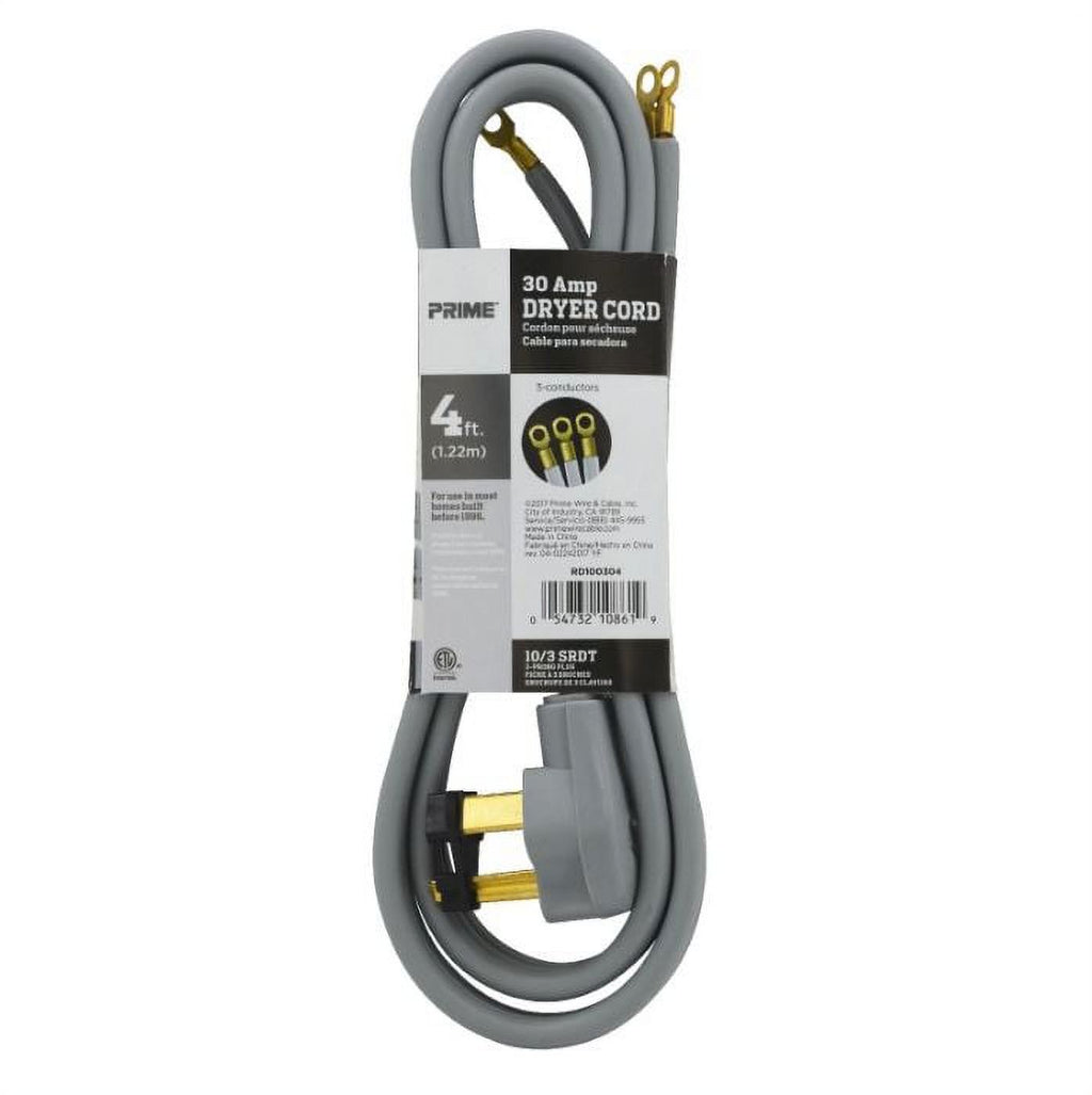 4 Feet 10/3 30 Amp 3-Wire Dryer Cord (4 Pack) F873619