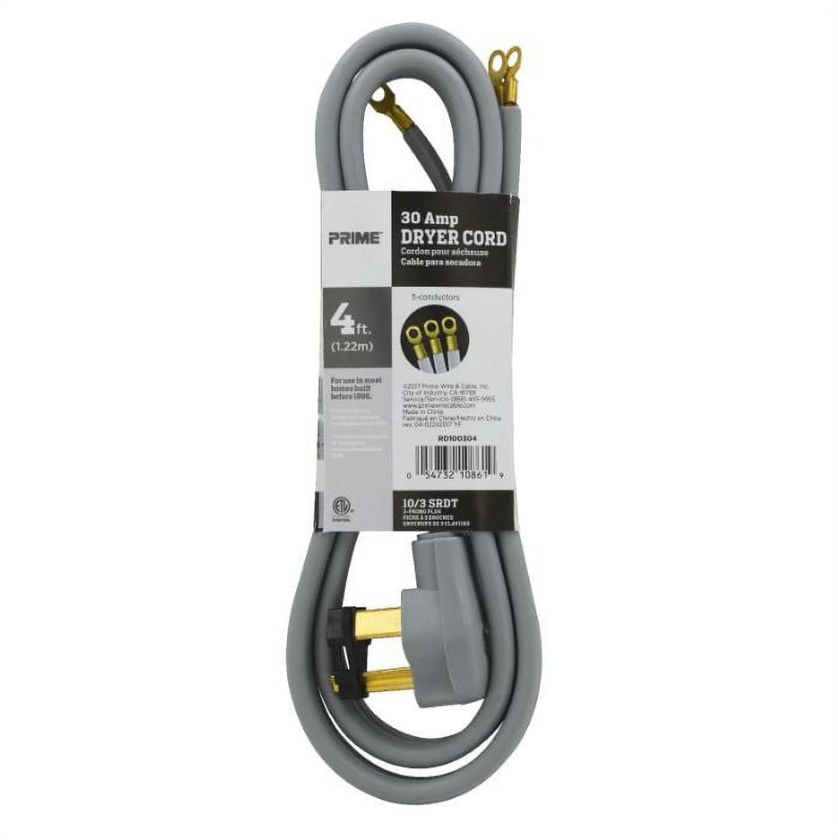 4 Feet 10/3 30 Amp 3-Wire Dryer Cord (4 Pack) F873619