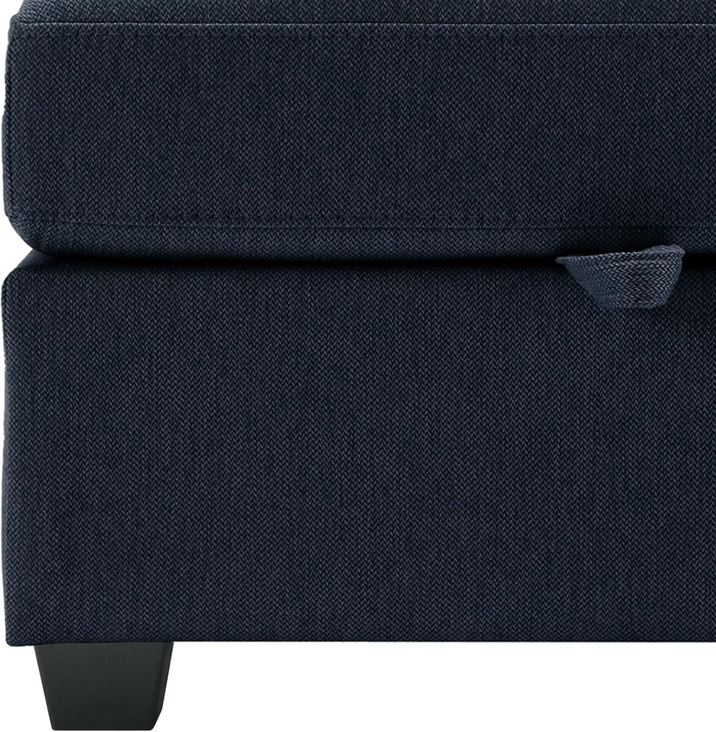 Blue 2 Seater Sectional Sofa with Ottoman and Storage Q8955