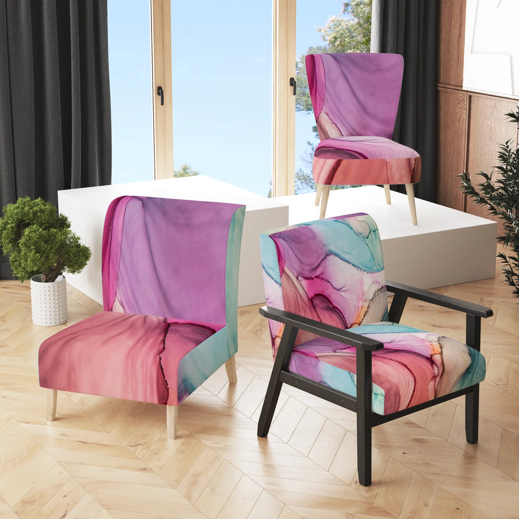 Purple Turquoise Marble Upholstered Accent Chair K48969