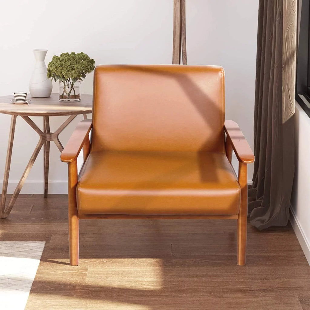 Brown Mid-Century Accent Chair with Armrests N283