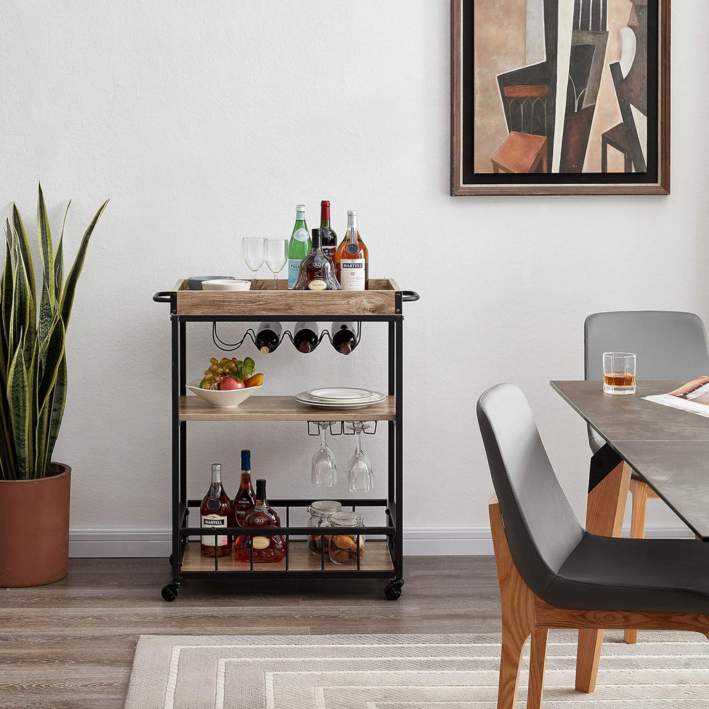 Bar Serving Cart Wood Metal Serving Trolley K657552