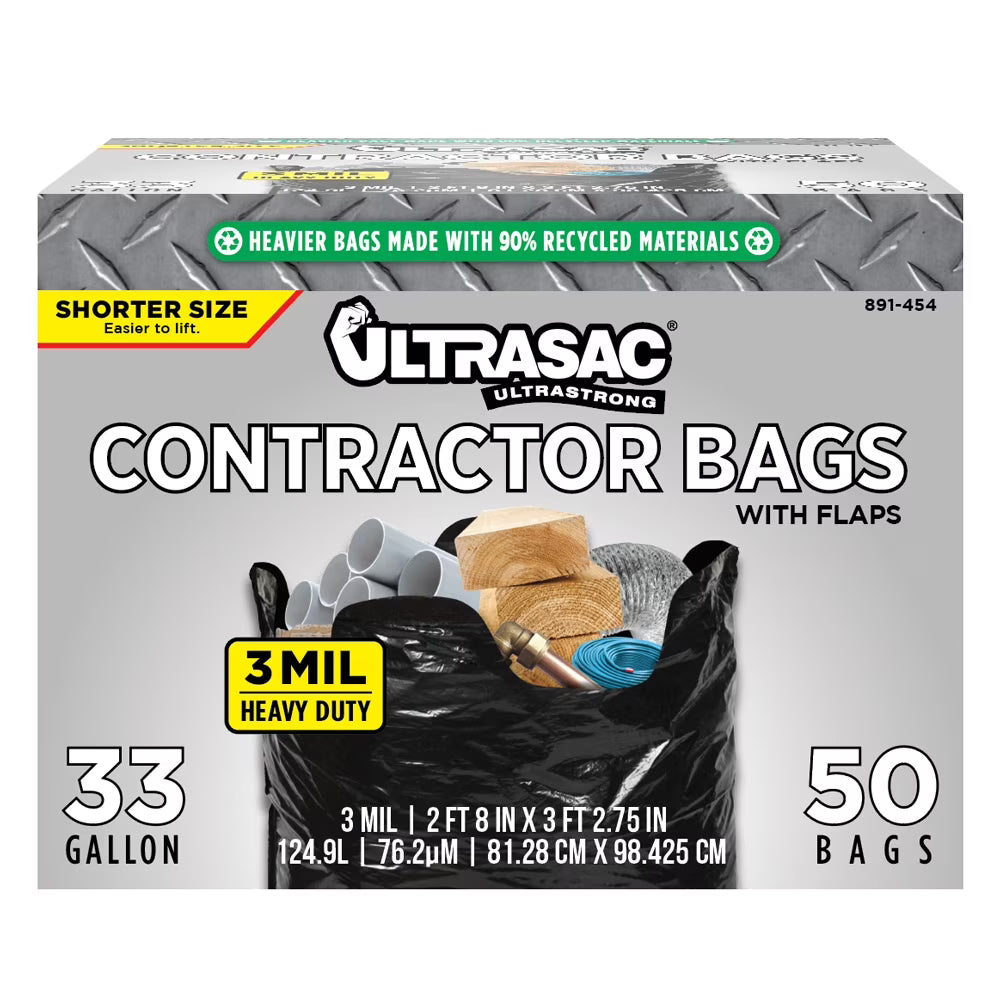 33 Gallon 3 Mil Contractor Bags, 50 Count U760