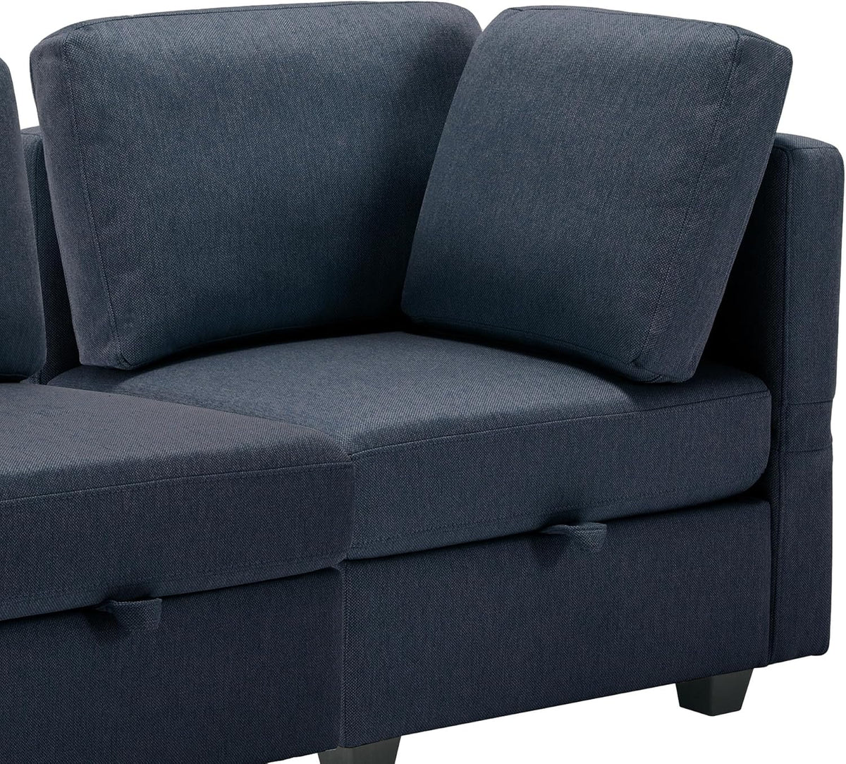 Blue 2 Seater Sectional Sofa with Ottoman and Storage Q8955