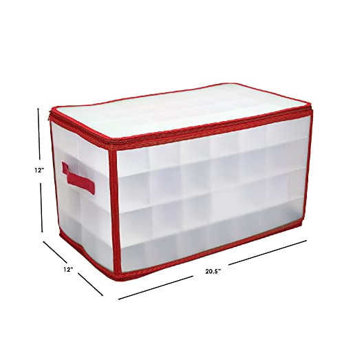 64 Compartment Zippered Christmas Ornament Box with Handles Z979837