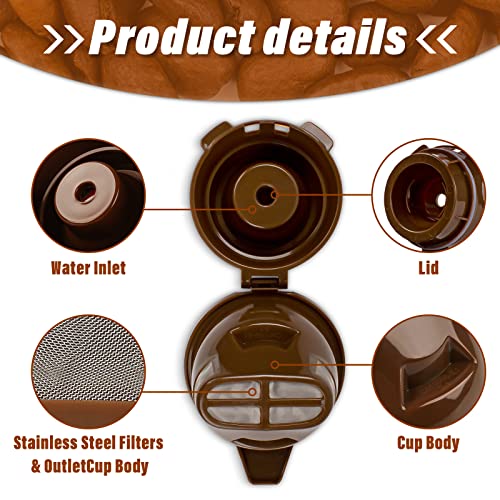 Single Serving Ground Coffee Brew Filter Holder Basket Reusable Coffee Filter Brown E648443