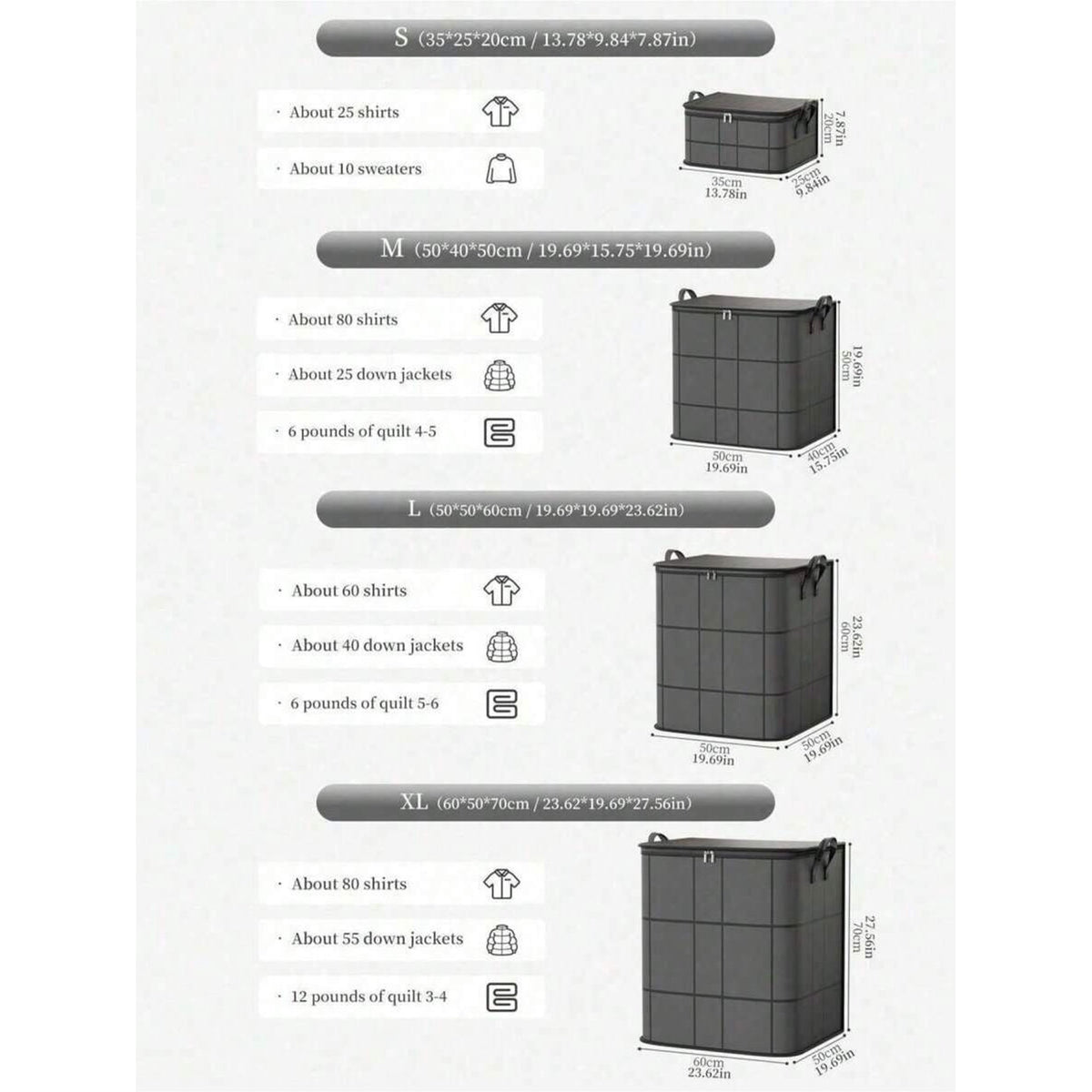 Black Thickened Foldable Storage Bag Y95096