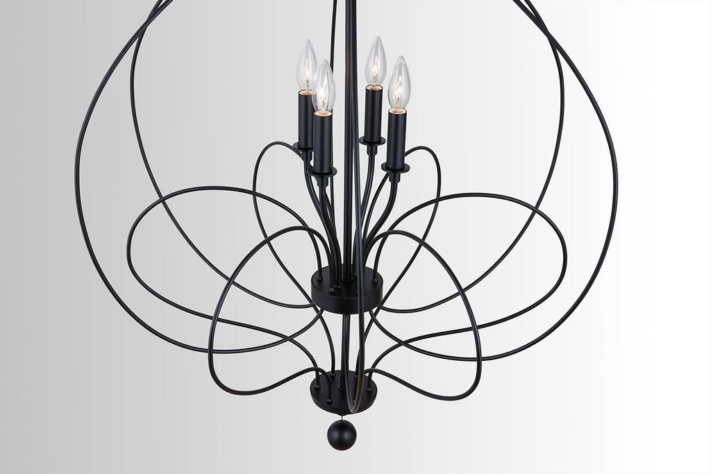 4 Light Matte Black Foyer Light F182052