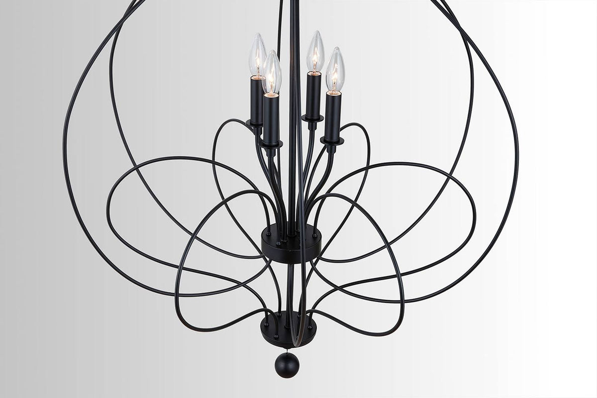 4 Light Matte Black Foyer Light F182052