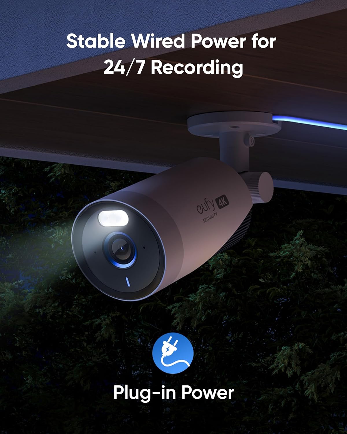Outdoor Security Camera, 4K Resolution, 24/7 Recording, Plug-in, Enhanced Wi-Fi, Face Recognition AI P306478