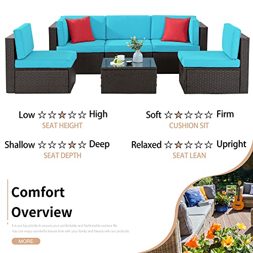 6 Pieces All-Weather PE Rattan Patio Sofa Set with Glass Table V2499