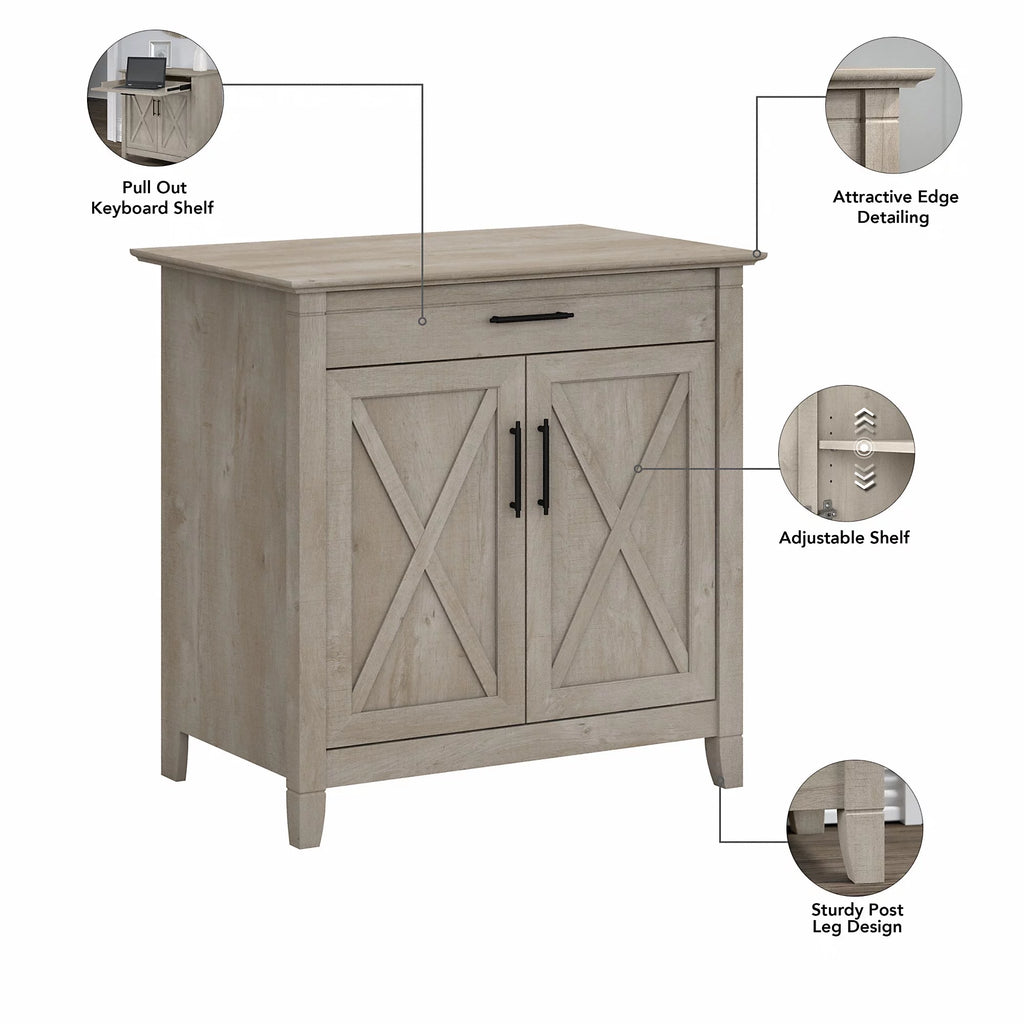 Washed Gray Secretary Desk with Storage G163