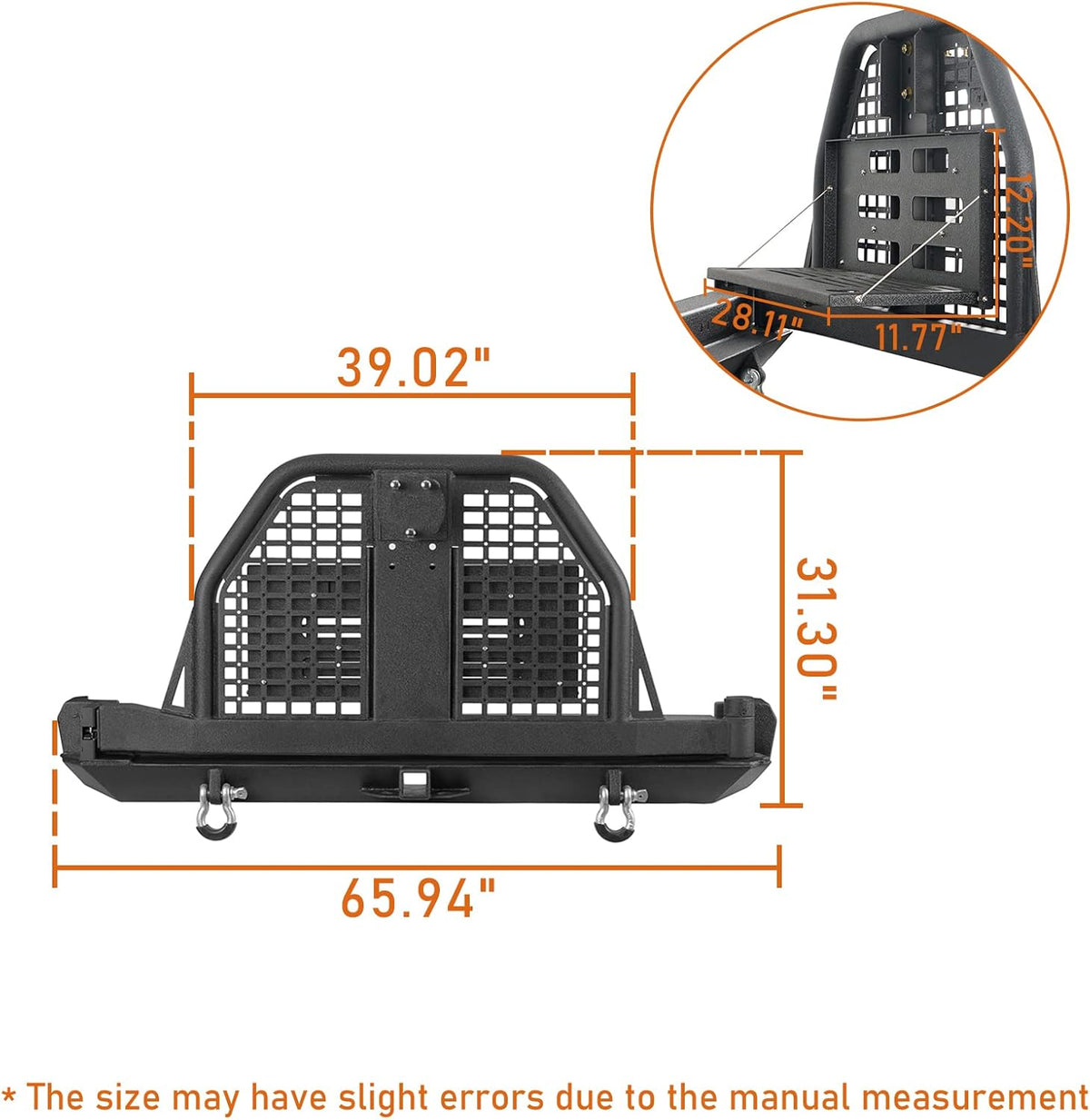 Rear Bumper with Swing Out Tire Carrier and Foldable Table Textured Black Steel T496855