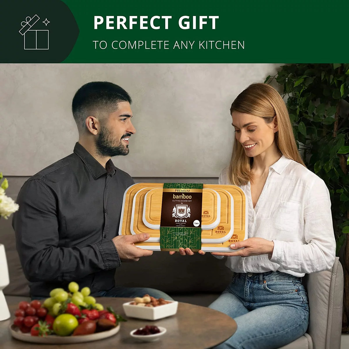 Bamboo Cutting Board with Juice Groove 3-Piece Set O817811