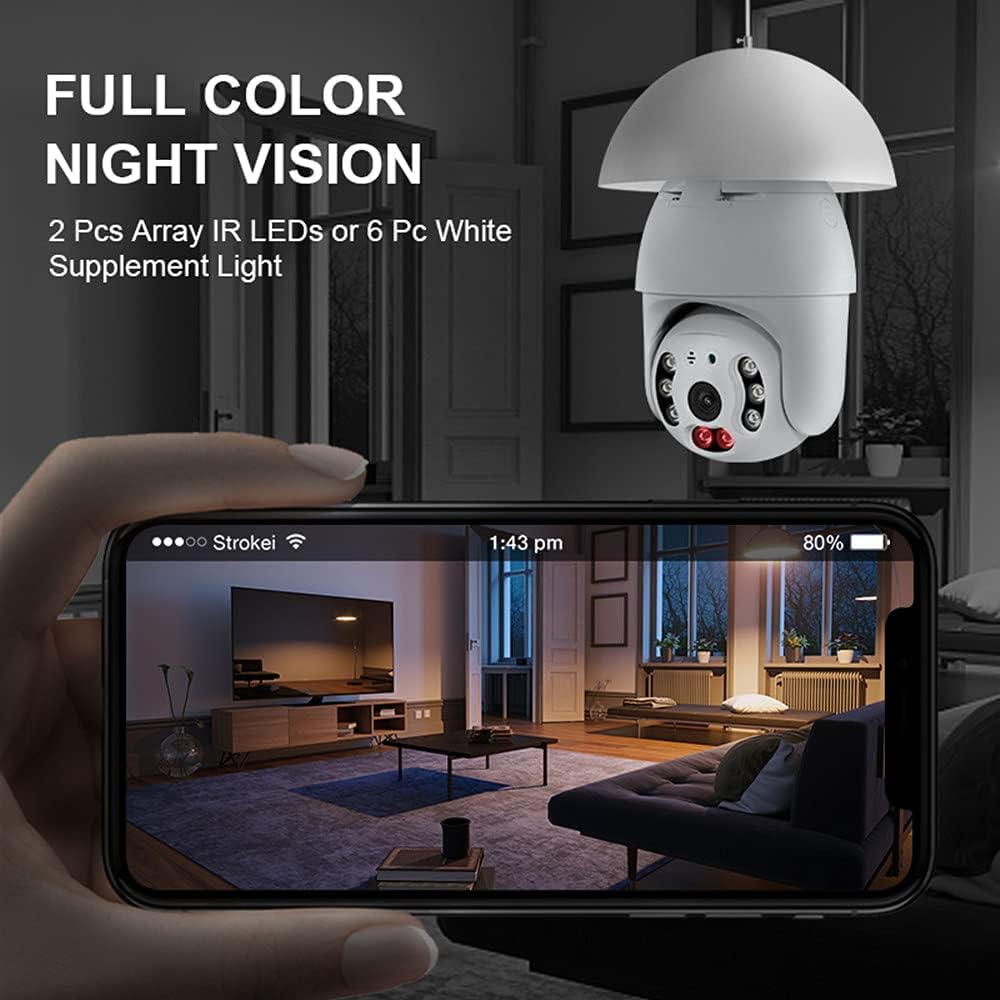 2K 3.0MP Wireless PTZ Security Camera with E27 Light Bulb Connector, Pack of 2 S43583