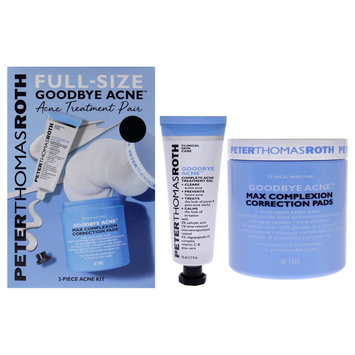 2 Pc 1.7oz Acne Treatment Gel, 60 Complexion Correction Pads U432922